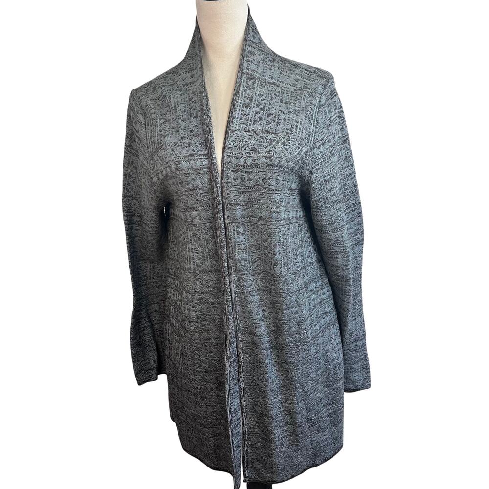 Peruvian Connection 100% Pima Cotton Open Front Knit Cardigan | Gray Blue | Med
